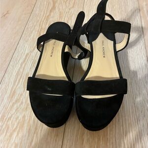 Paul Andrew Black Suede Open-Toe Ankle-Strap Sandals